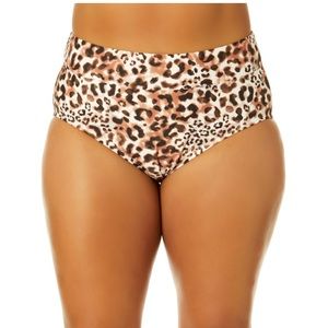 Time and Tru Women's Cheetah Print High Waist Swim Bikini Bottom Size XL (16-18)